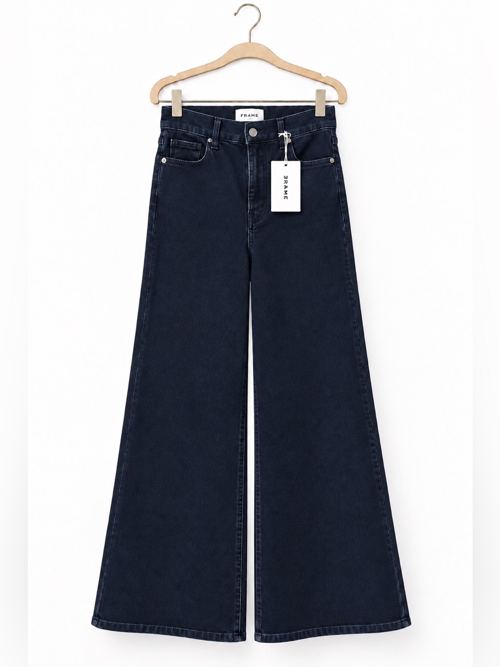 FRAME Le Palazzo Crop Jeans High Rise Wide Leg Dark Navy Size 29 NWT